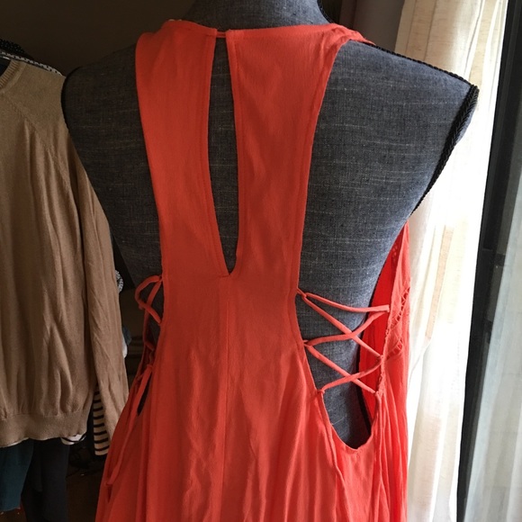 ASTR THE LABEL-CORAL PINK LACE-UP MIDI DRESS - Picture 8 of 8